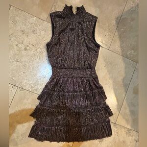 MSK petite sparkle gold foil dress